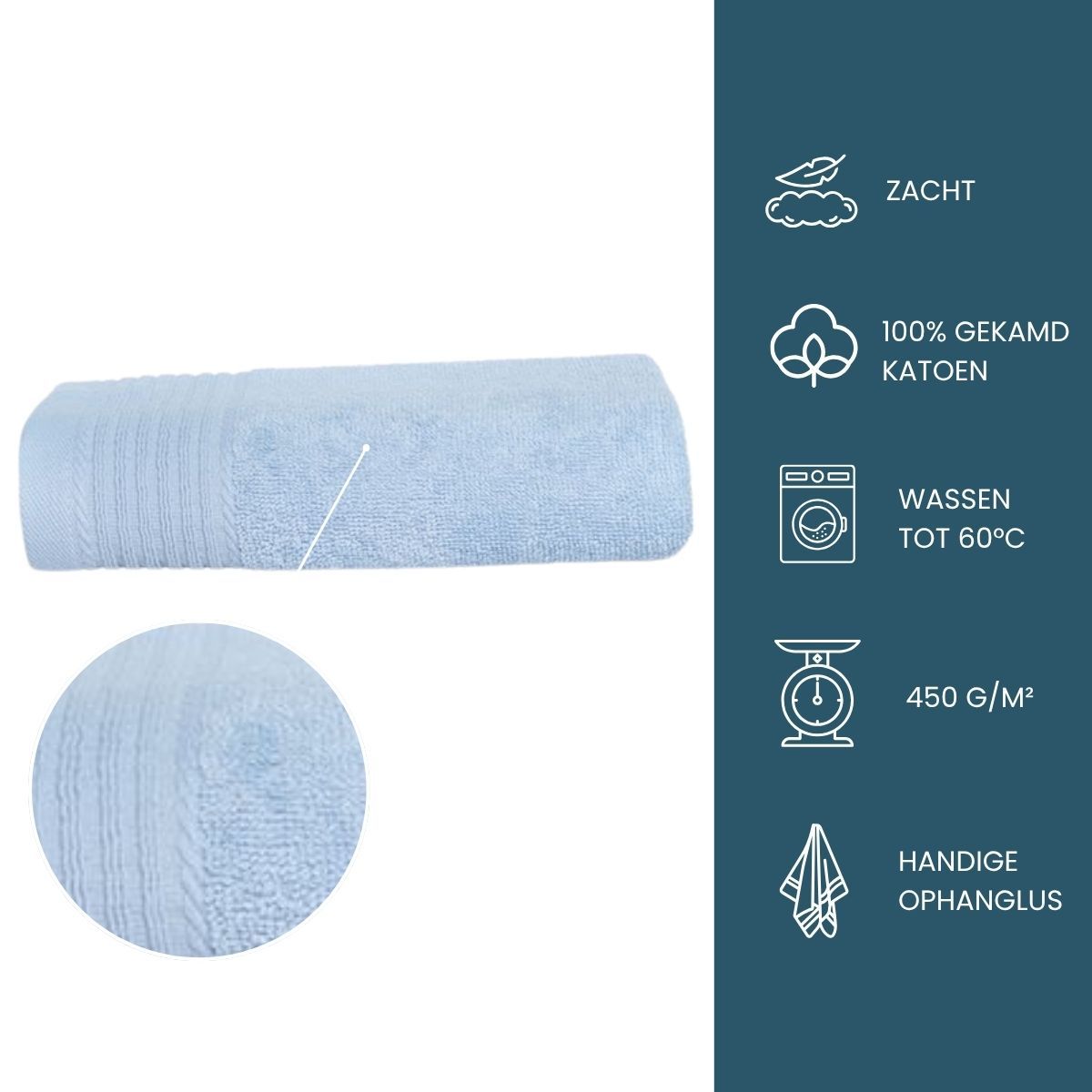 The One Handdoek 450 gram 50x100 cm Licht Blauw (5 stuks)