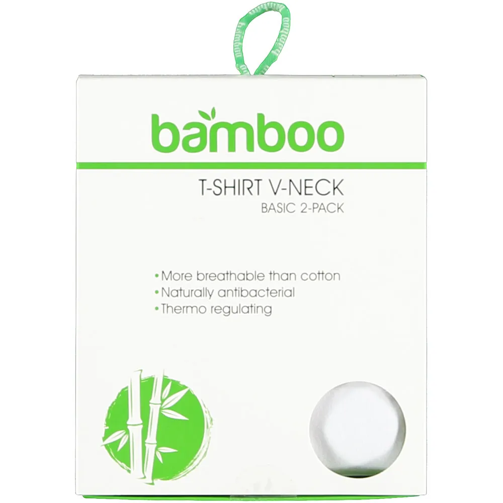 Apollo T-shirt Heren Bamboo Basic V-neck Wit 4-pack