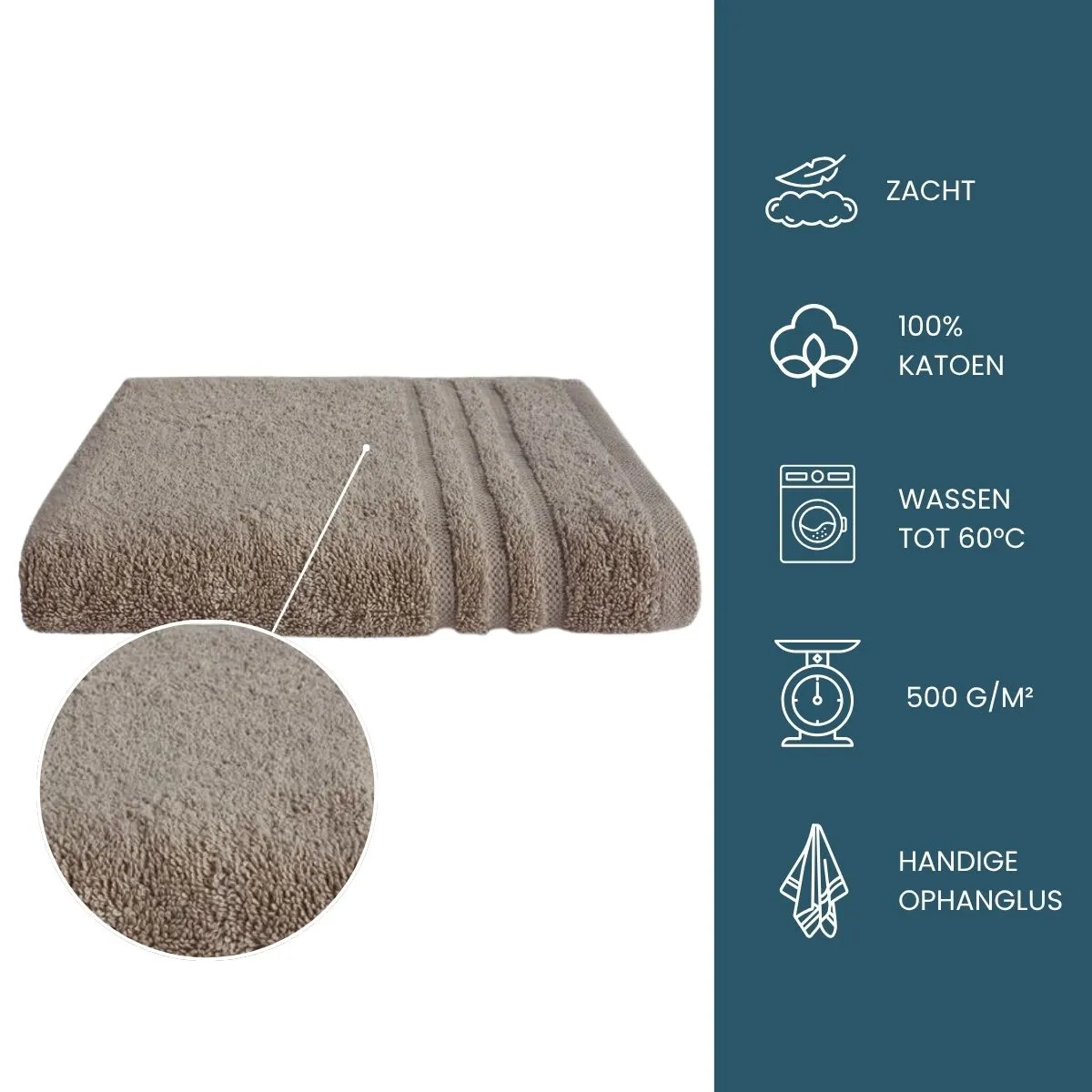 Byrklund Handdoek 50x100 cm 500gram Taupe - 10 stuks