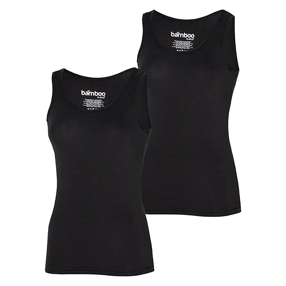 Apollo Singlet Dames Bamboo Zwart 4-pack