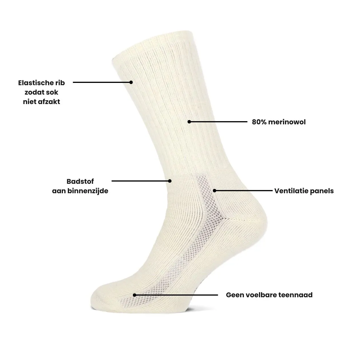 Basset Merinowollen Sokken Comfort 3-pack Off White