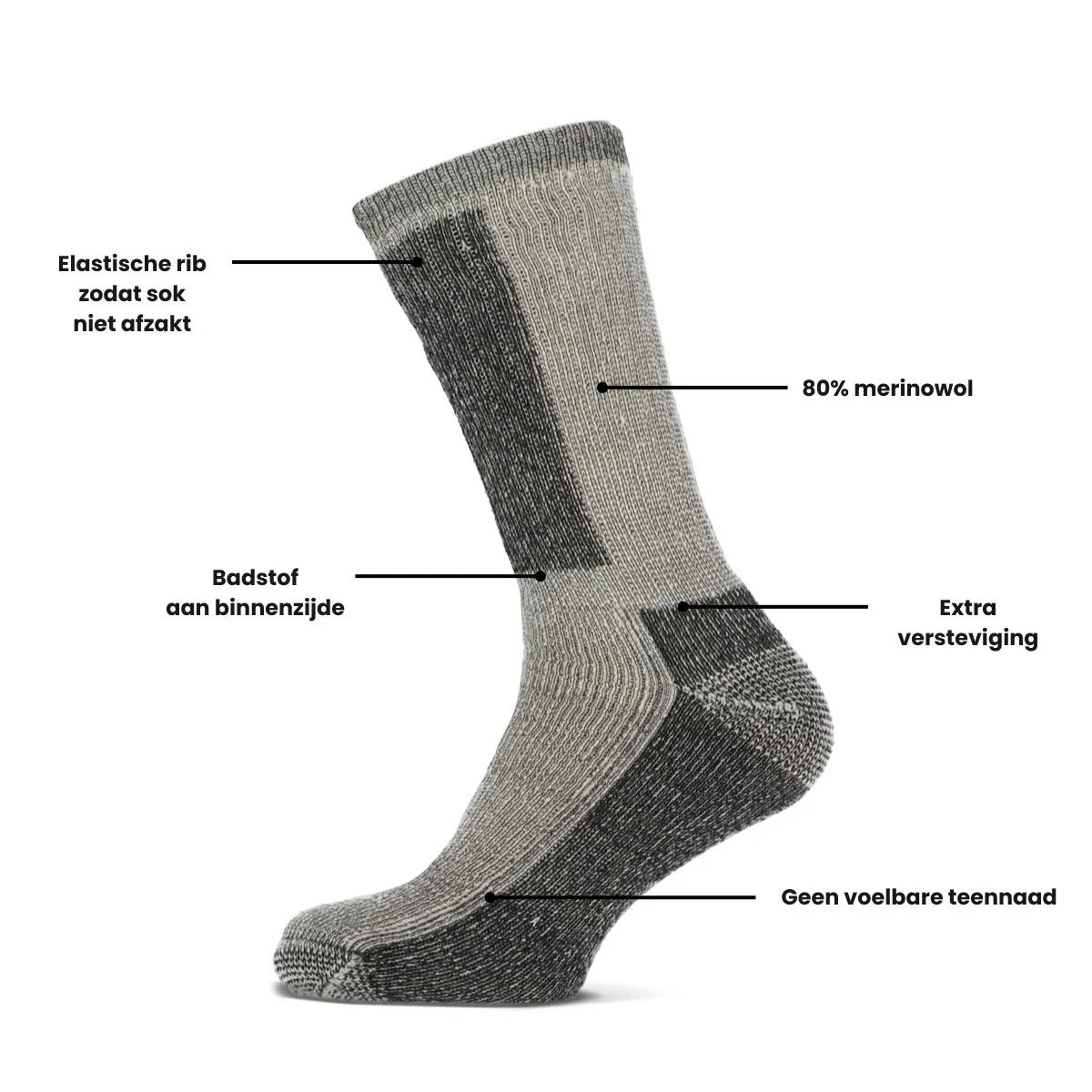 Basset Thermosokken Merinowol 3-pack Off White Black