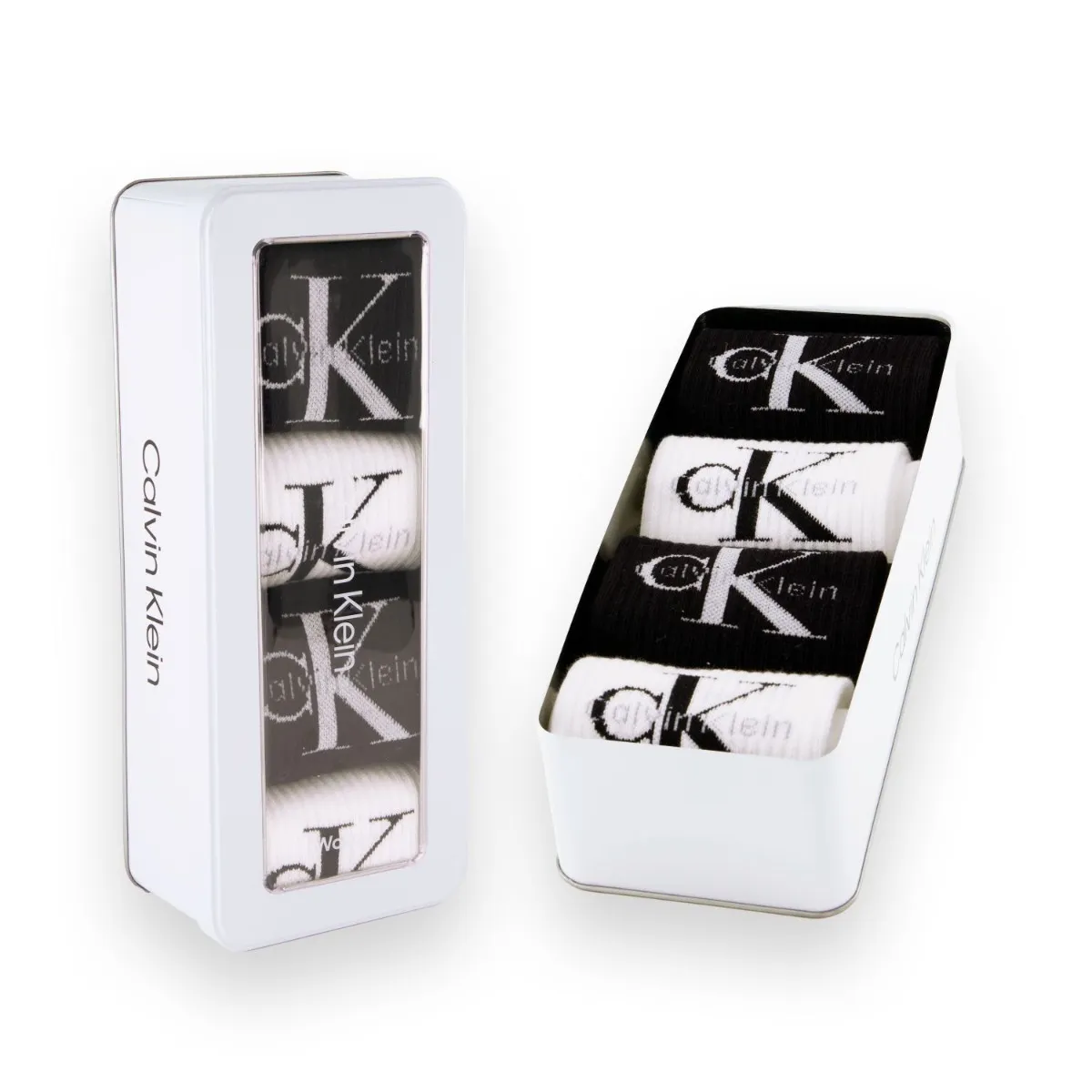 Calvin Klein Sokken Giftbox Dames Monologo 4-pack Wit/Zwart