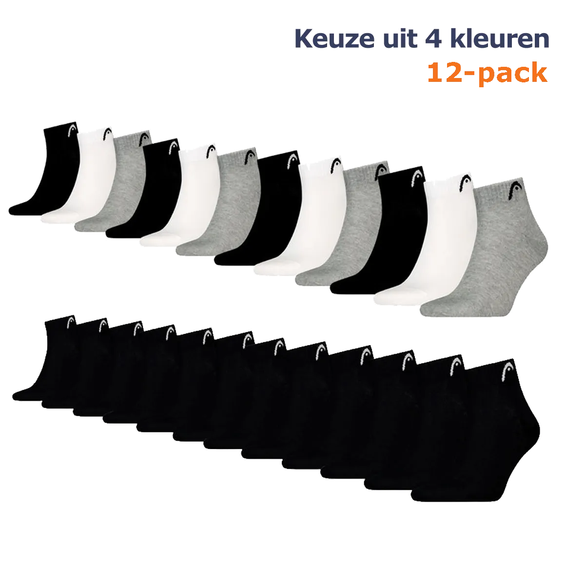 HEAD Quartersokken Training 12-pack - Keuze uit 4 kleuren