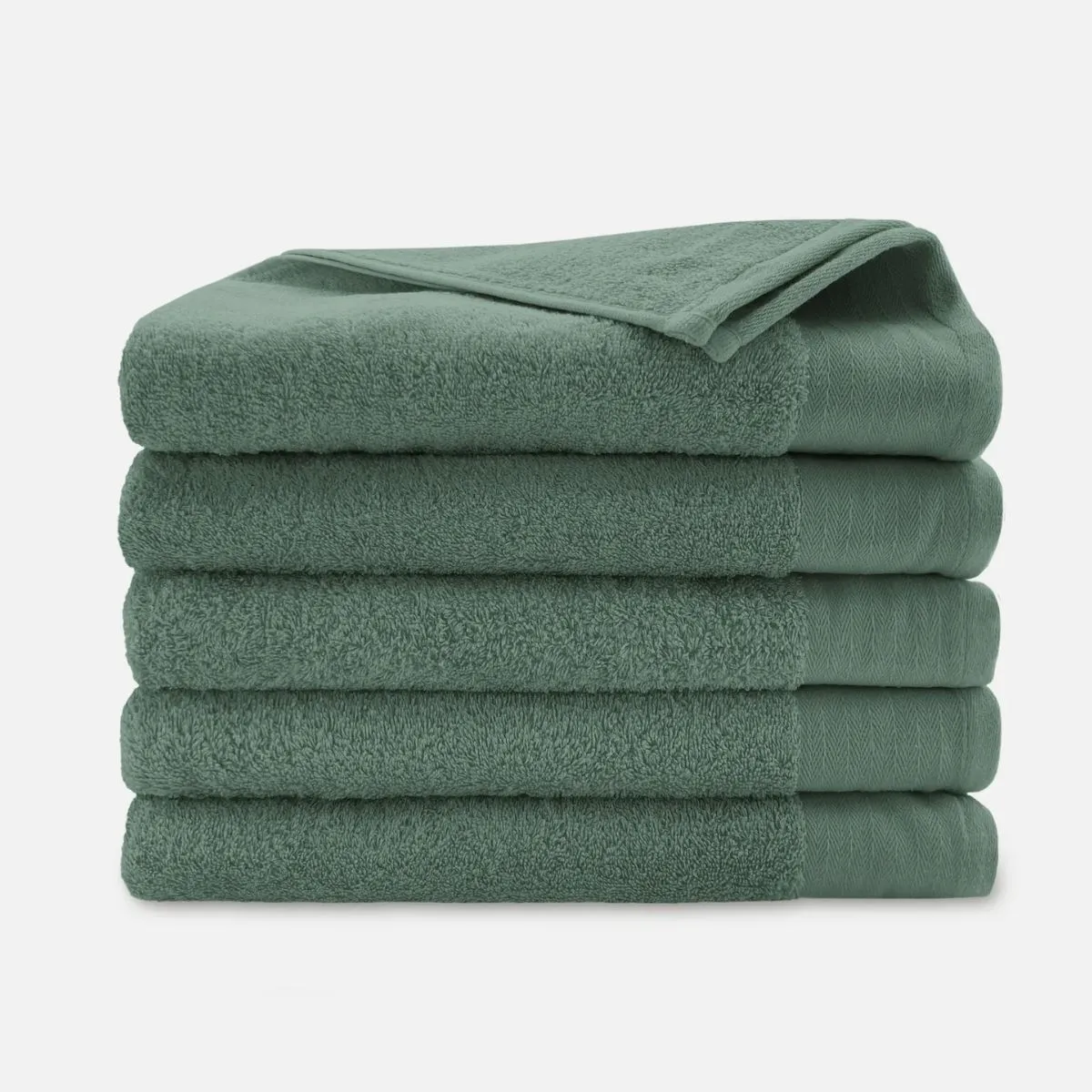 Walra Soft Cotton Handdoeken 70 x 140 cm - 550 gr/m² - Legergroen - 5 stuks