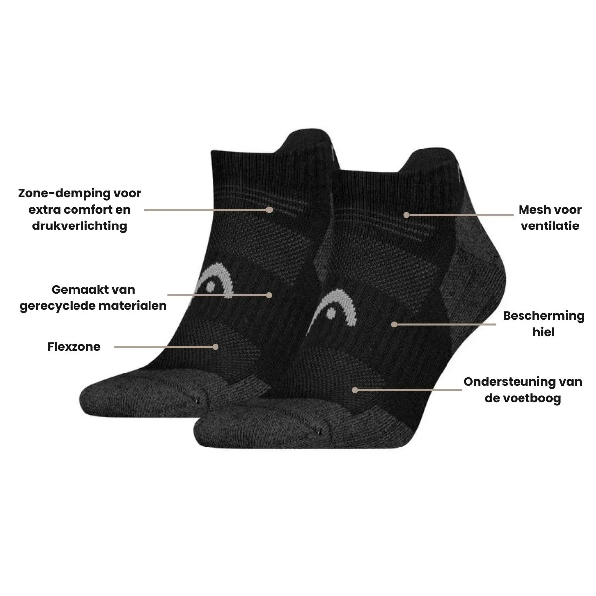 HEAD Wandelsokken All Climates Hiking Sneaker 2-pack Zwart