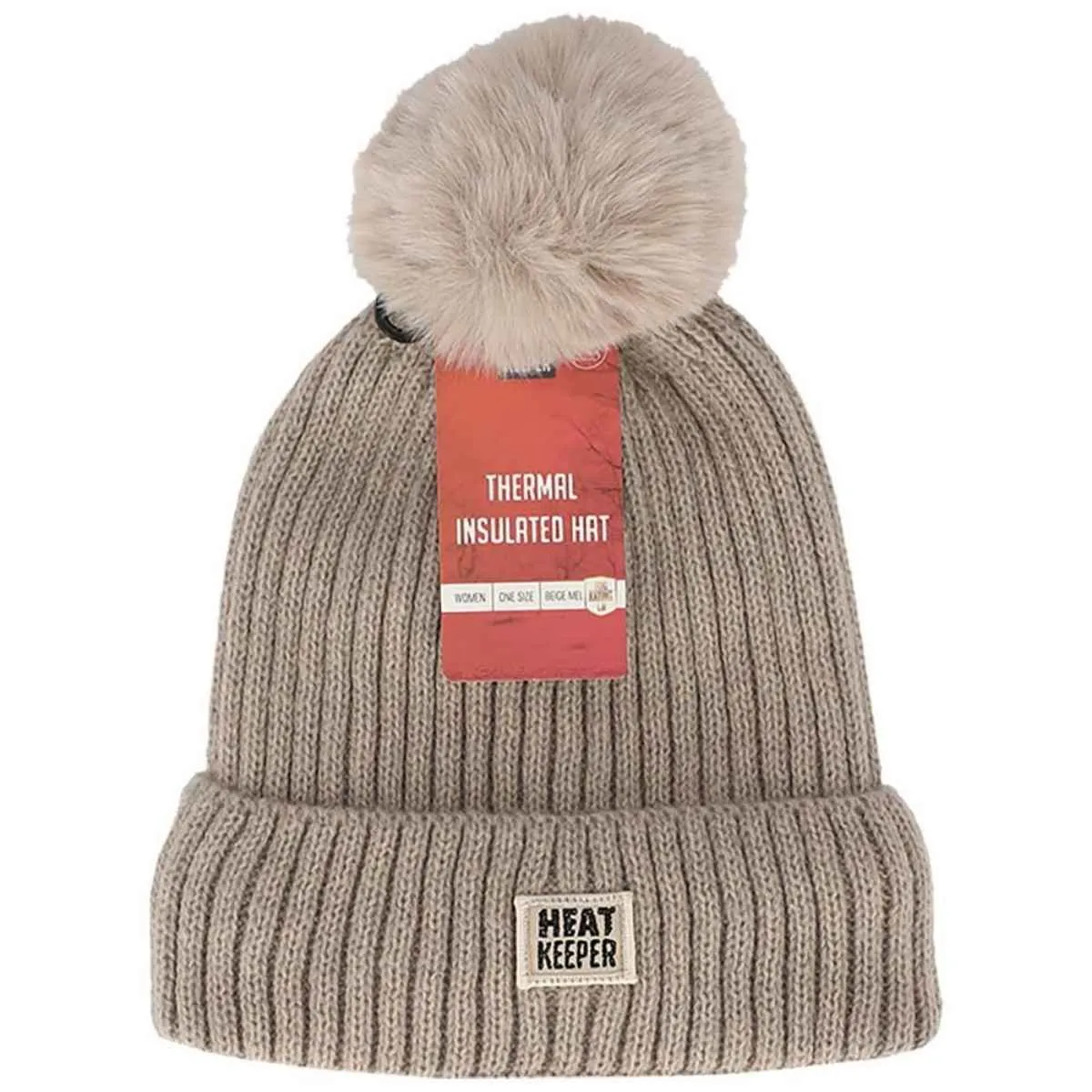 Heatkeeper Thermo Muts met Pompon Dames Beige Melange