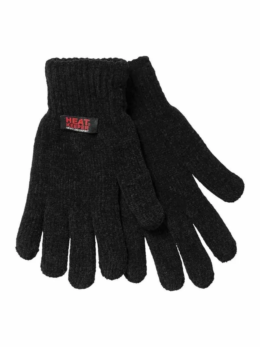 Heatkeeper Dames Winter Set Chenille - Muts + Handschoenen Zwart
