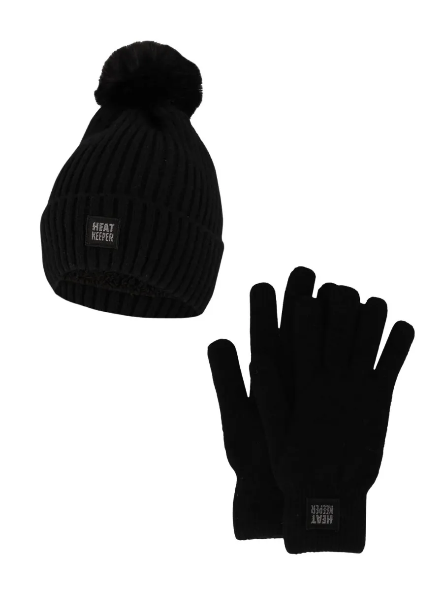 Heatkeeper Dames Winter Set - Muts + Handschoenen - Zwart
