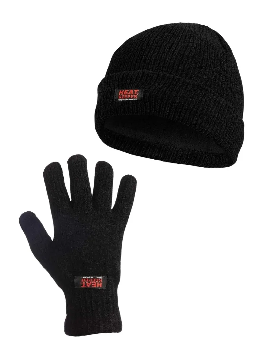 Heatkeeper Dames Winter Set Chenille - Muts + Handschoenen Zwart