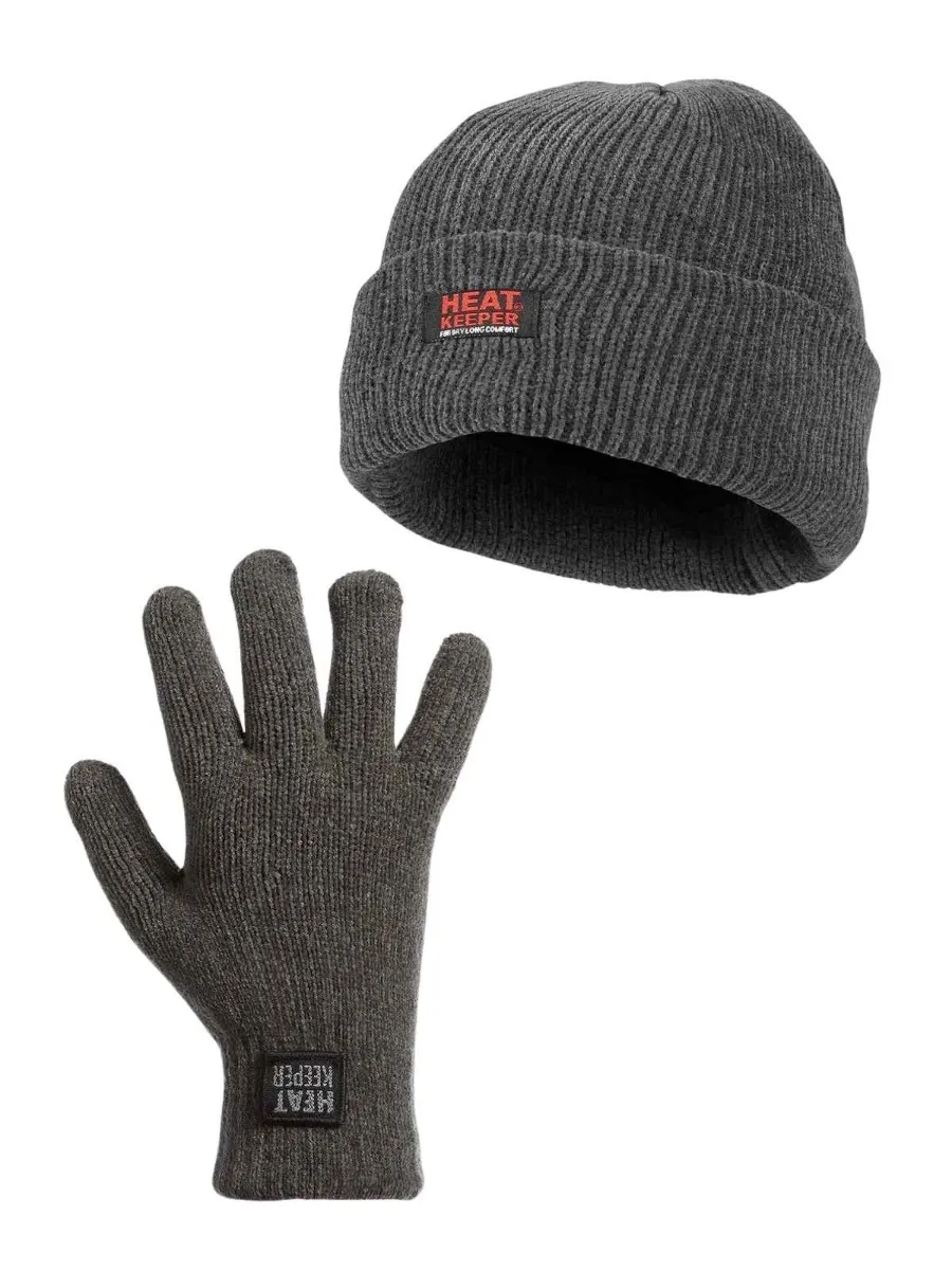 Heatkeeper Dames Winter Set Chenille - Muts + Handschoenen Dark Grey
