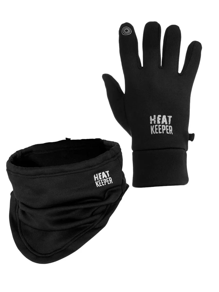 Heatkeeper Heren Winter Set Techno - Nekwarmer + Handschoenen - Zwart