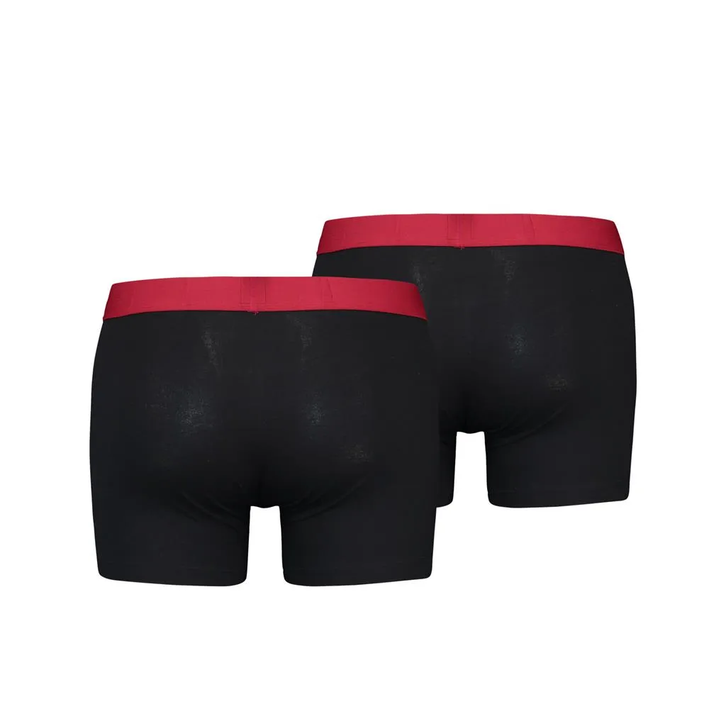 Levi's Boxershorts Solid Basic Organic Cotton 2-pack Black / Red