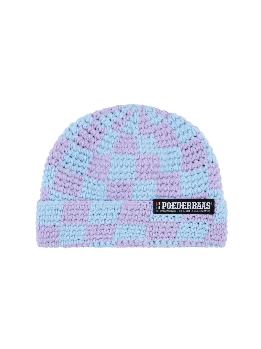 Poederbaas Muts Dames Checkerboard Lila