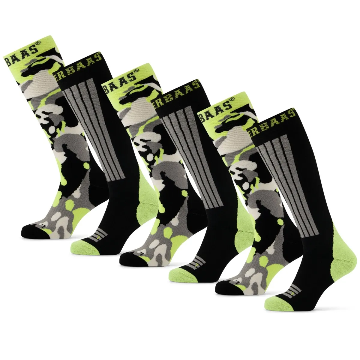 Poederbaas Skisokken 6-pack Camo Black
