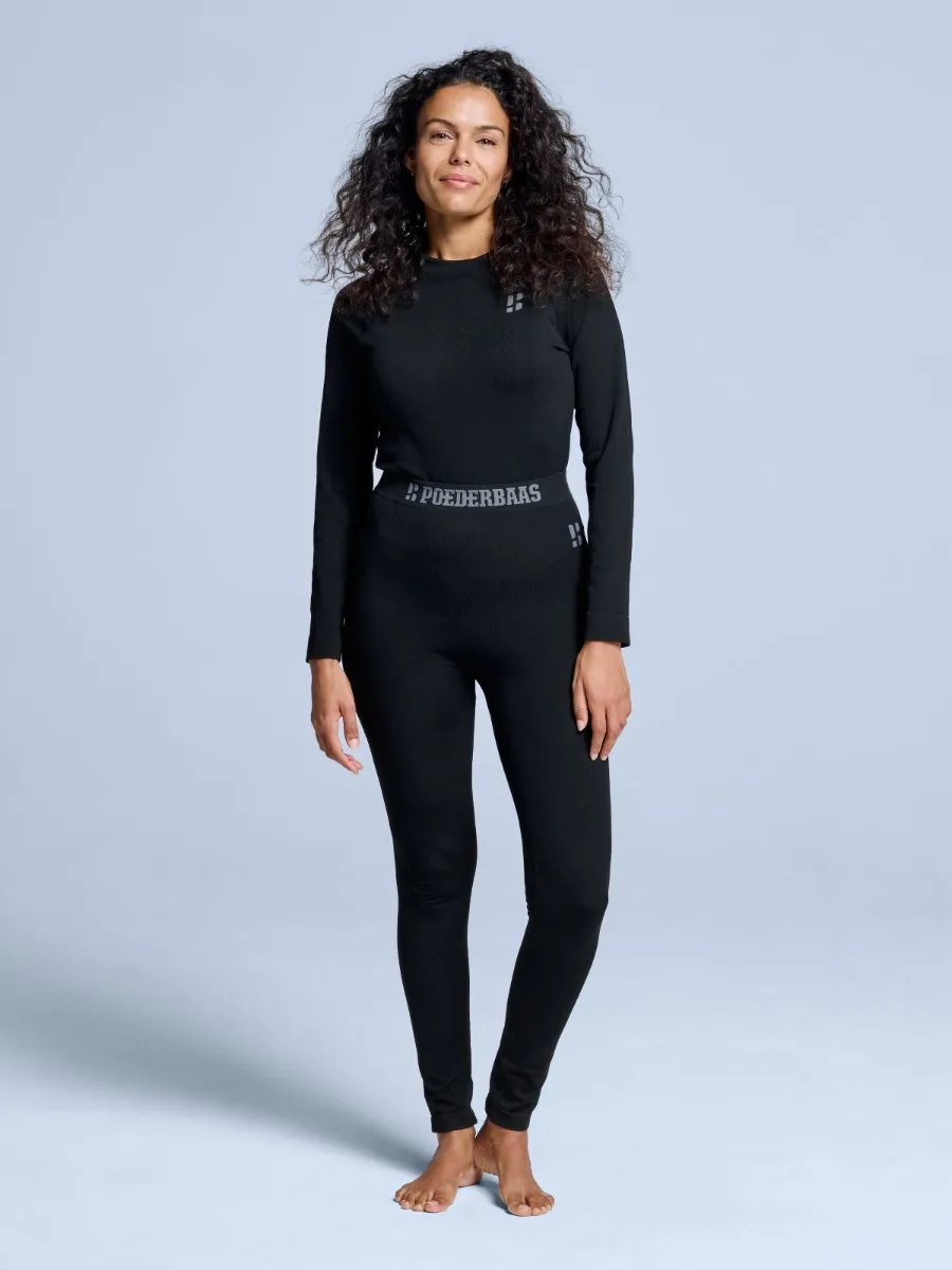 Poederbaas Thermoshirt Dames Zwart