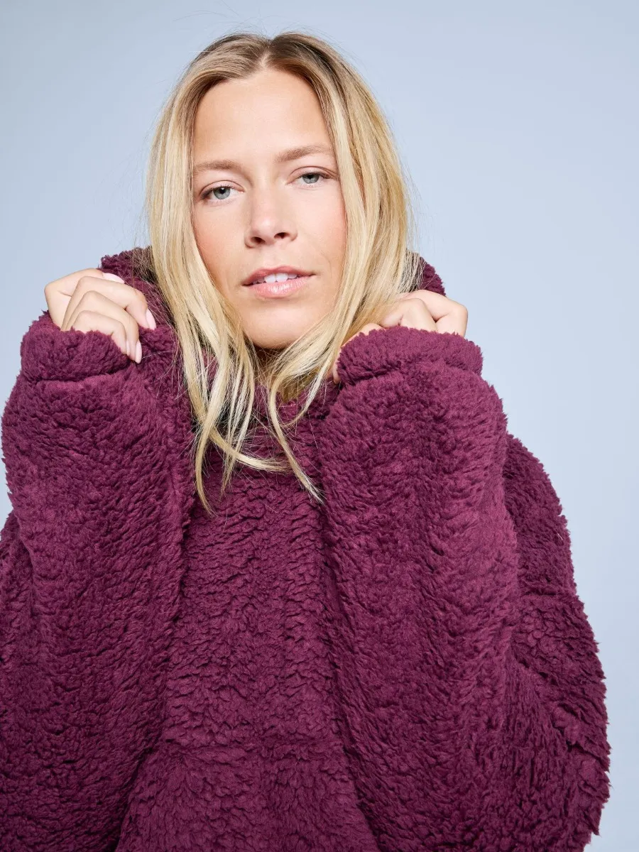 Poederbaas Fluffy Hoodie Dames Four Seasons Bordeaux