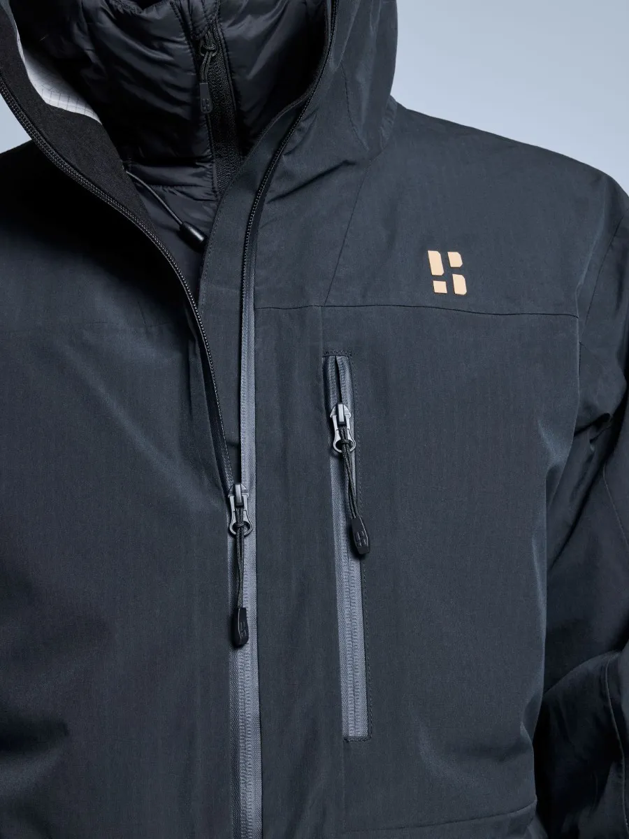 Poederbaas Ski-jas Heren Freeride 3L Hardshell Zwart