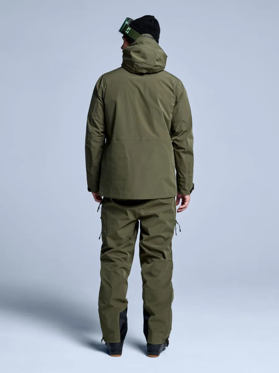 Poederbaas Ski-jas Heren Freeride 3L Hardshell Olive Green