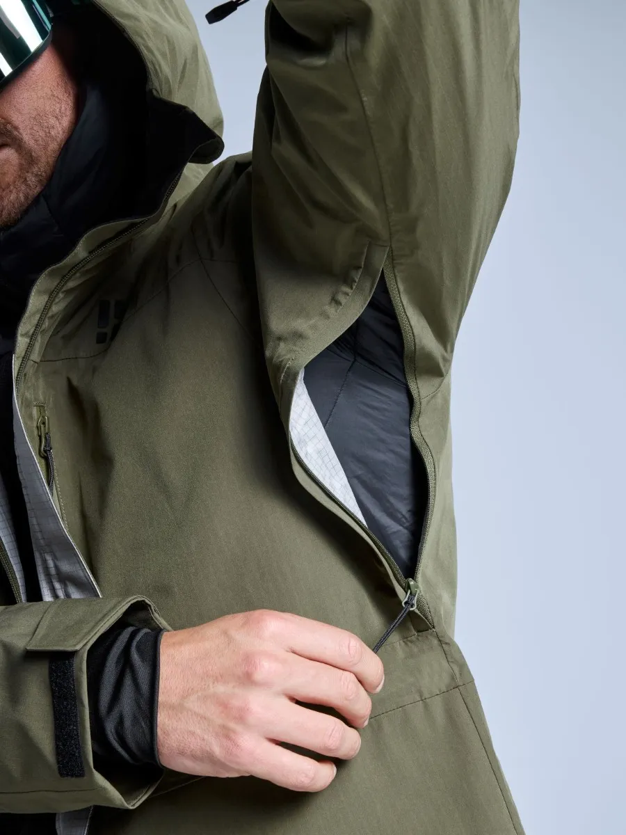 Poederbaas Ski-jas Heren Freeride 3L Hardshell Olive Green