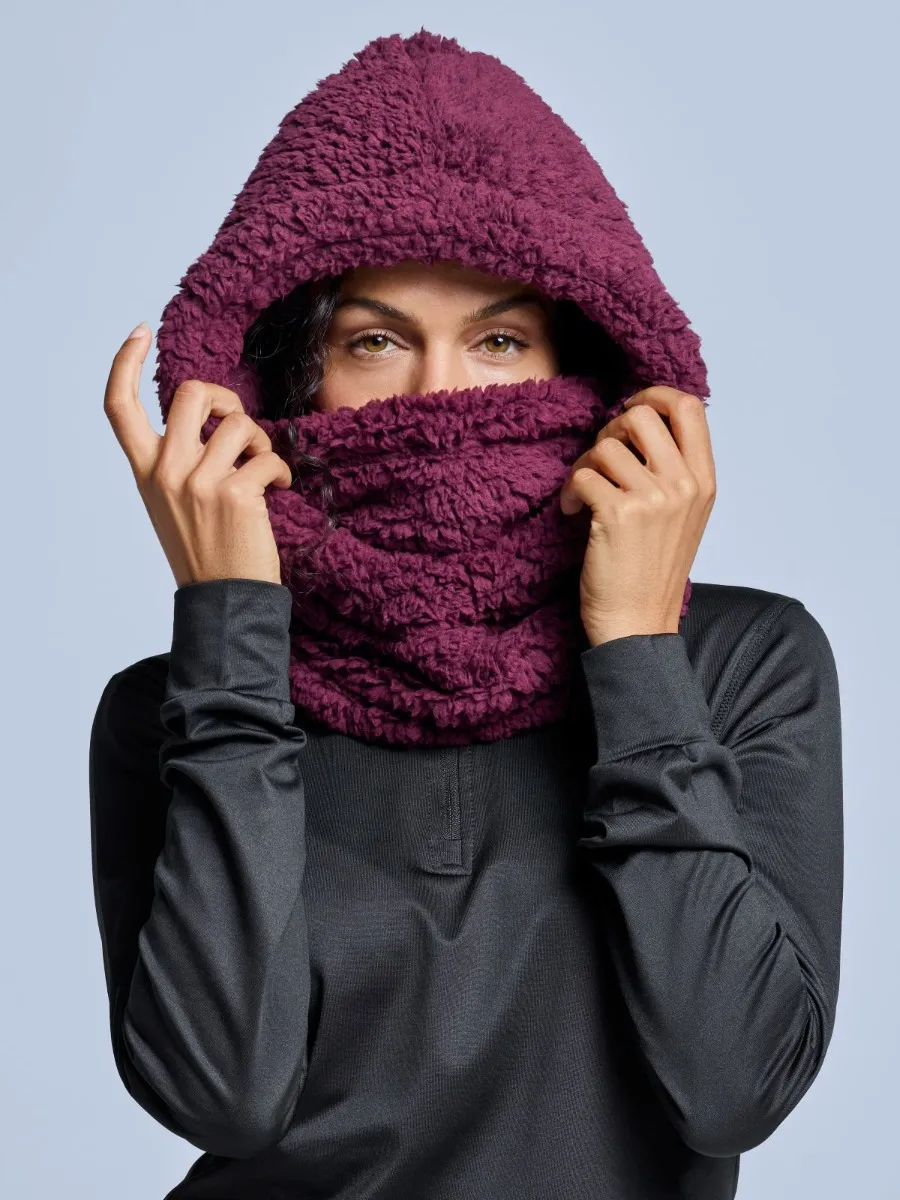 Poederbaas Balaclava Dames Fluffy Bordeaux