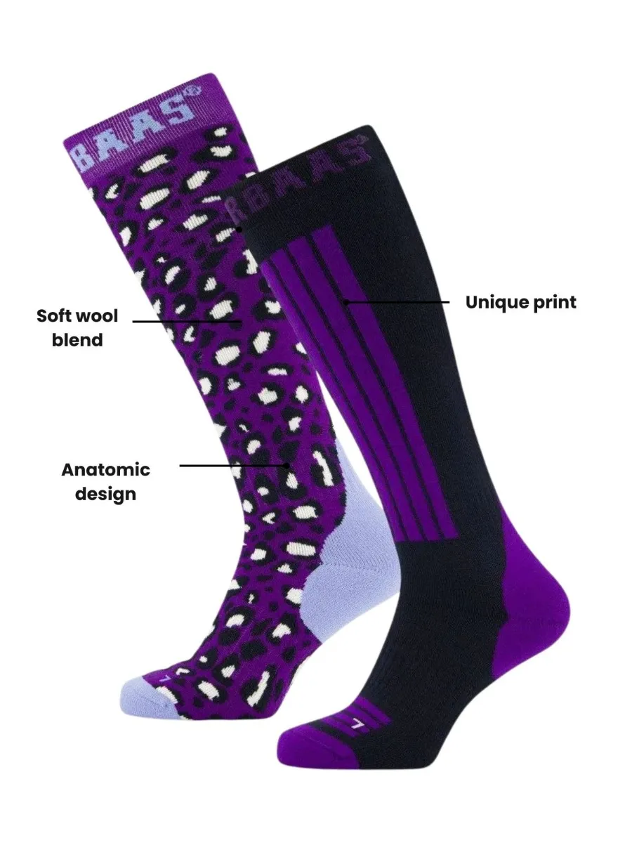 Poederbaas Skisokken 2-pack Panther Purple