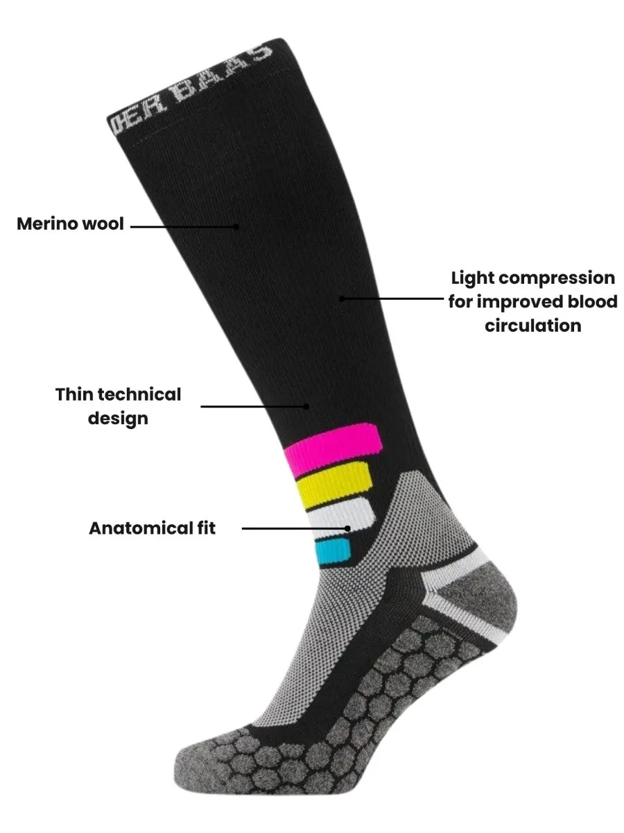 Poederbaas Skisokken Compressie Technical Pro Merino Zwart