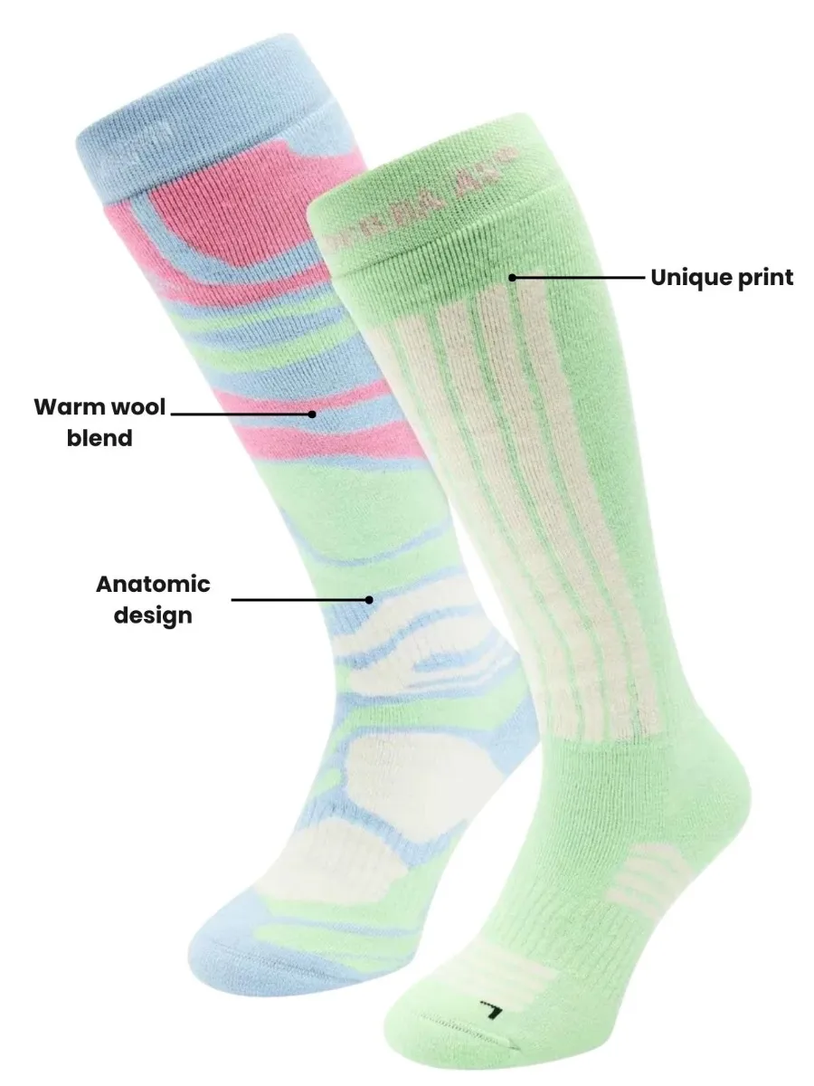 Poederbaas Skisokken Dames 6-pack Ice Blue