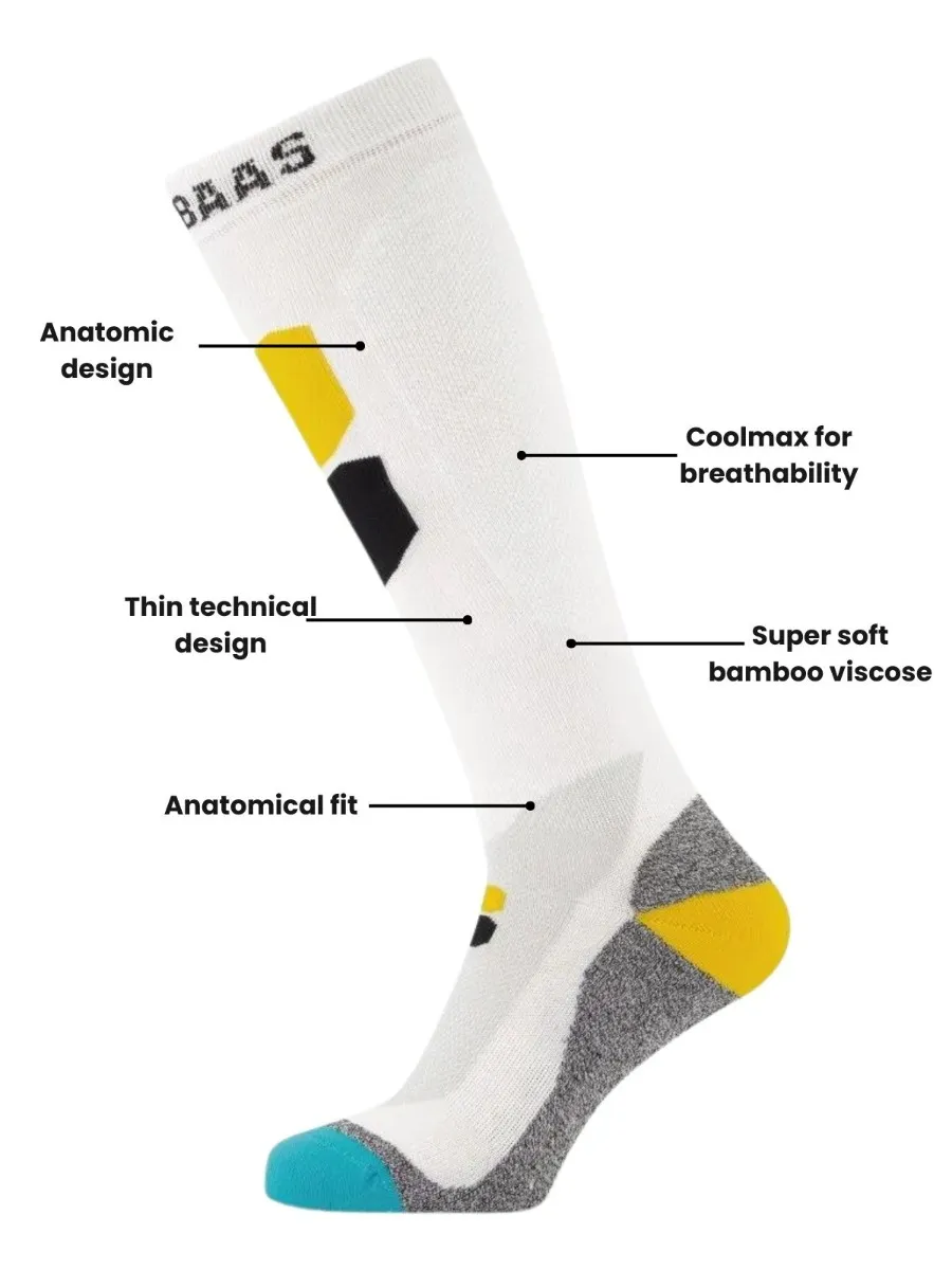 Poederbaas Skisokken Technical Bamboo Freeride 3-pack Wit