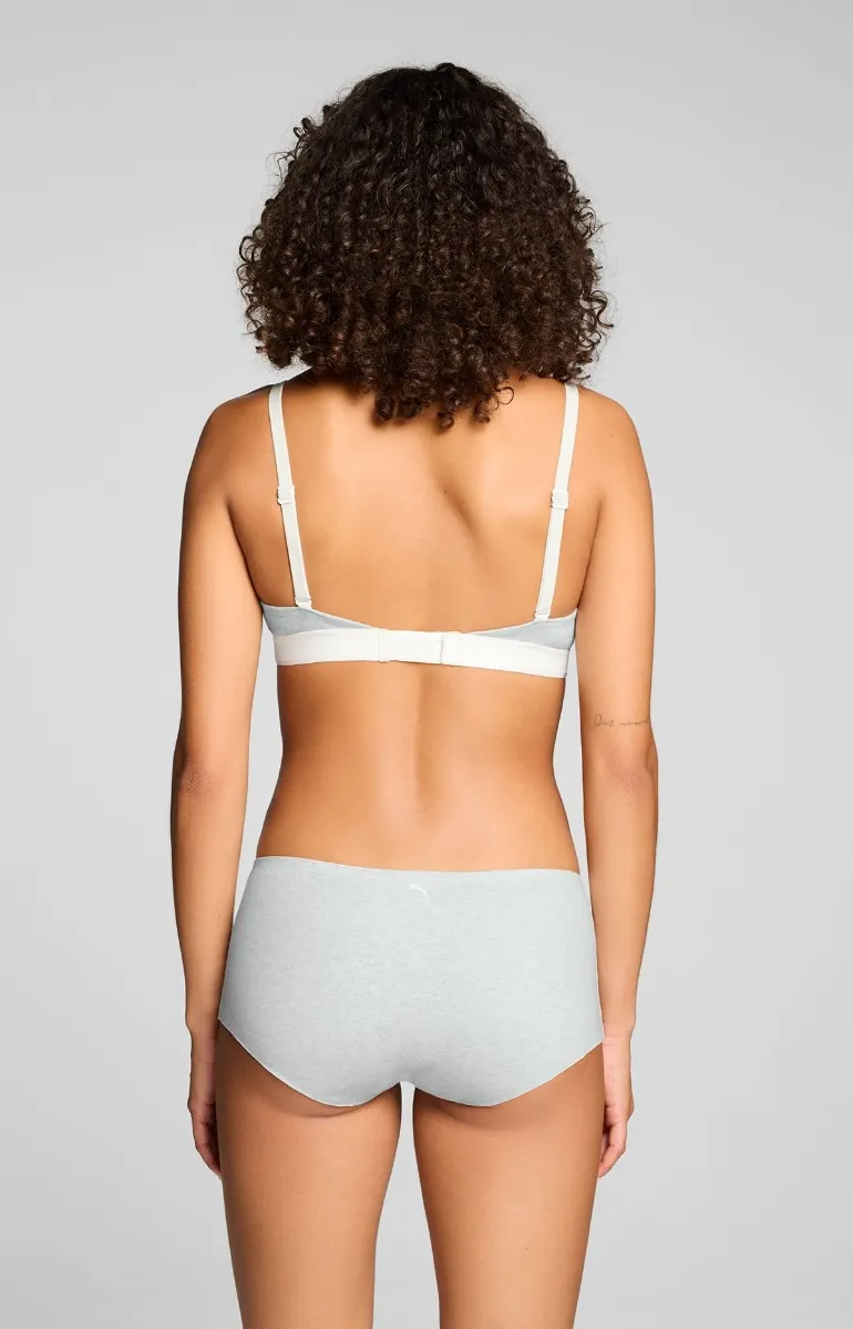 Puma Dames Mini Shorts Invisible Cotton 6-pack Light Grey Melange