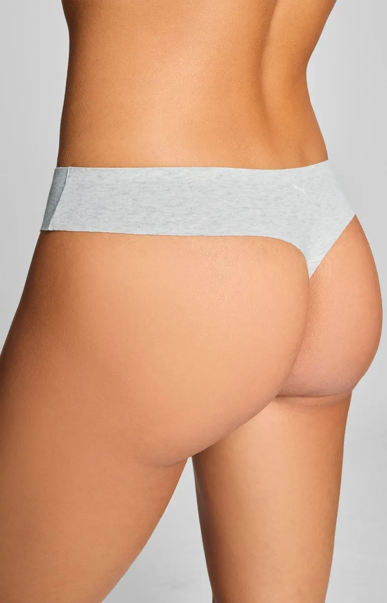 Puma Dames Strings Invisible Cotton 2-pack Light Grey Melange