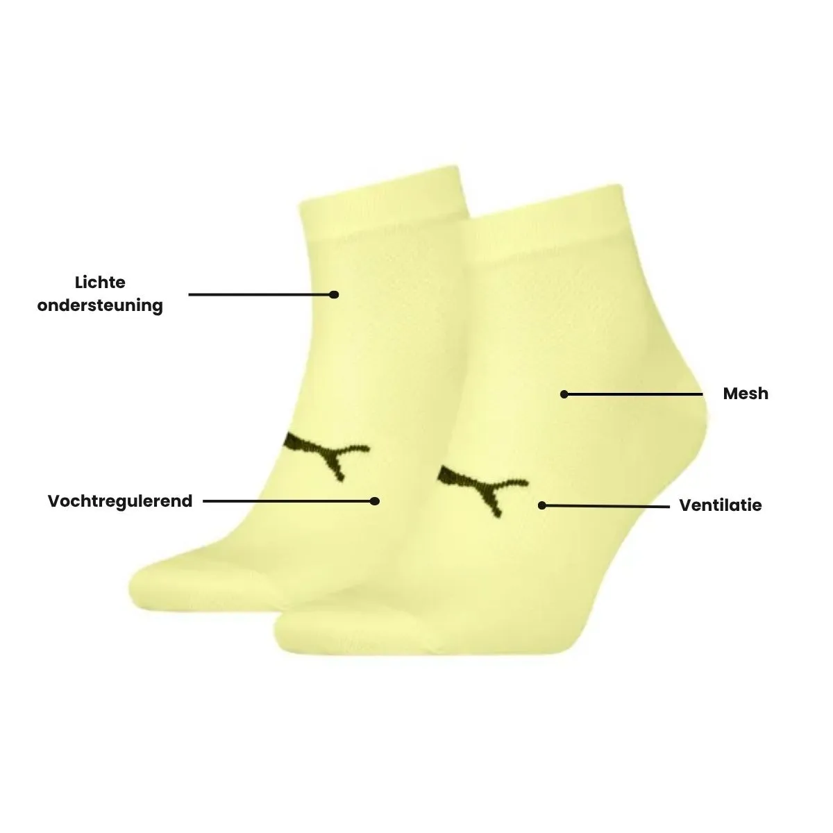 Puma Sport Quartersokken Light 6-pack Geel