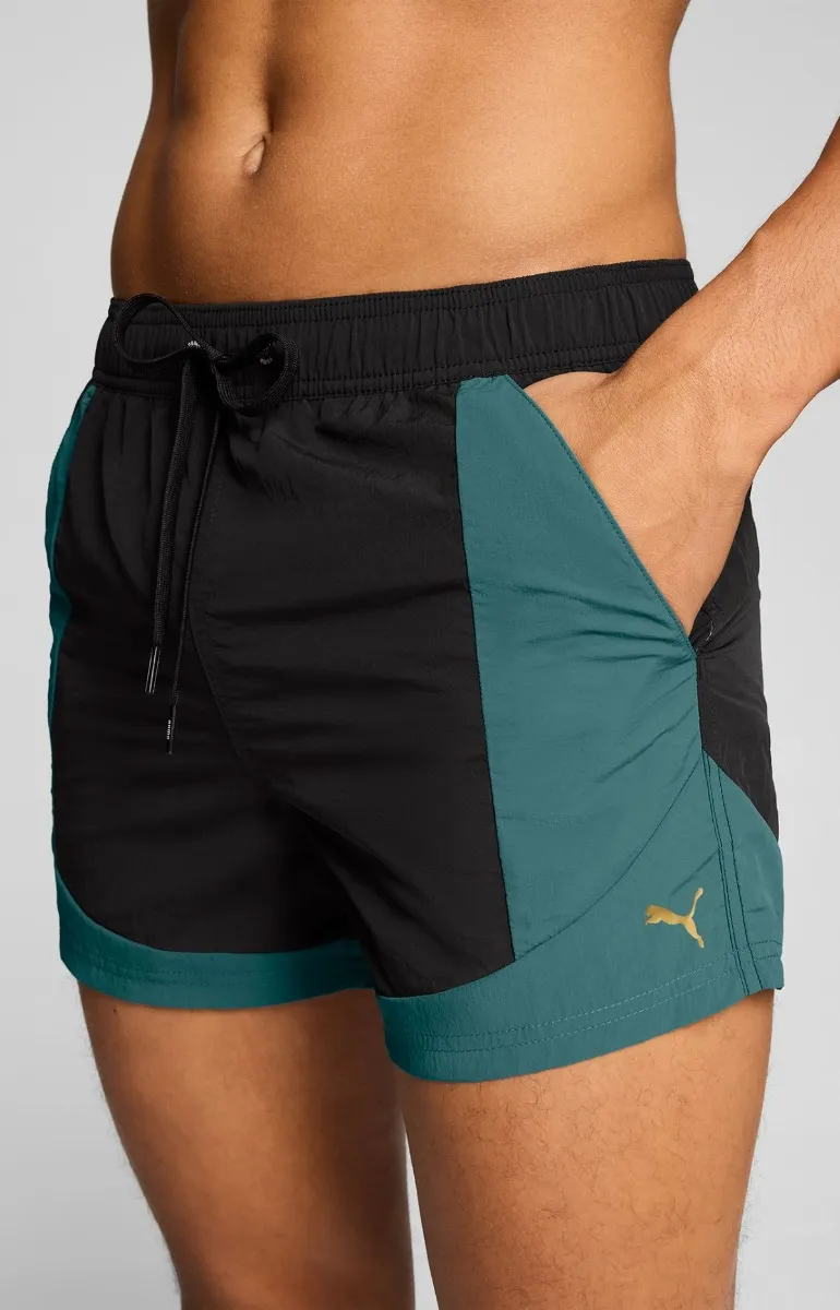 Puma Zwembroek Heren Shorts Crinkle Colour Block Zwart / Mint Jelly
