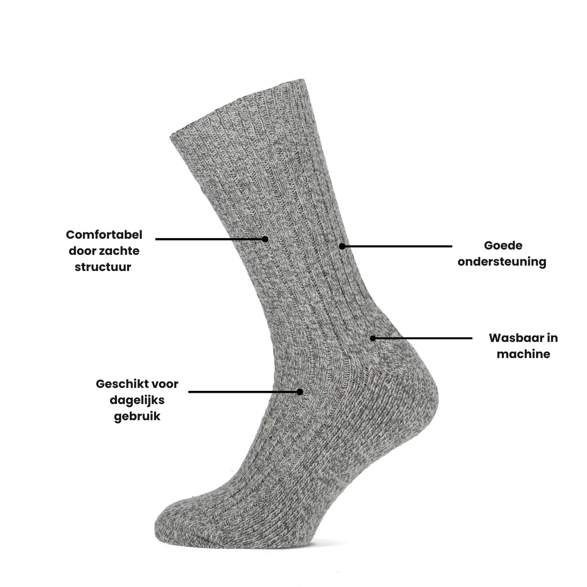 STAPP Werksokken Heren Yellow Norwegian 2-pack Grey Melange