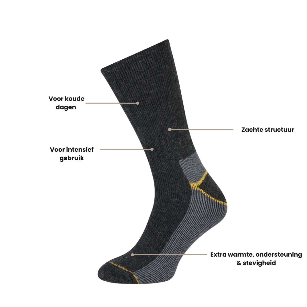 STAPP Thermosokken Heren Yellow 2-pack Antraciet Melange