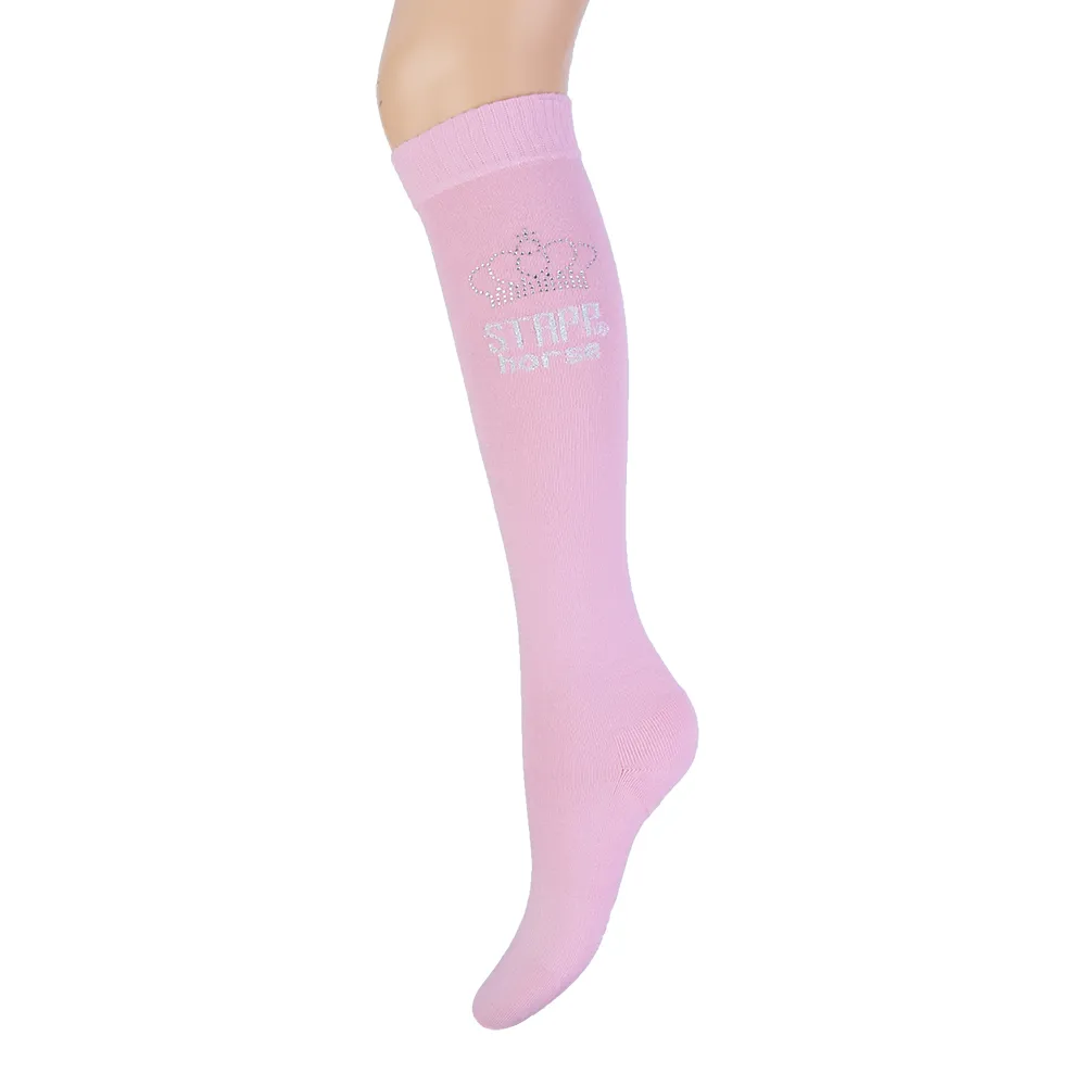 STAPP Horse Paardrijsokken Kroon Strass 4-pack Roze / Zilver