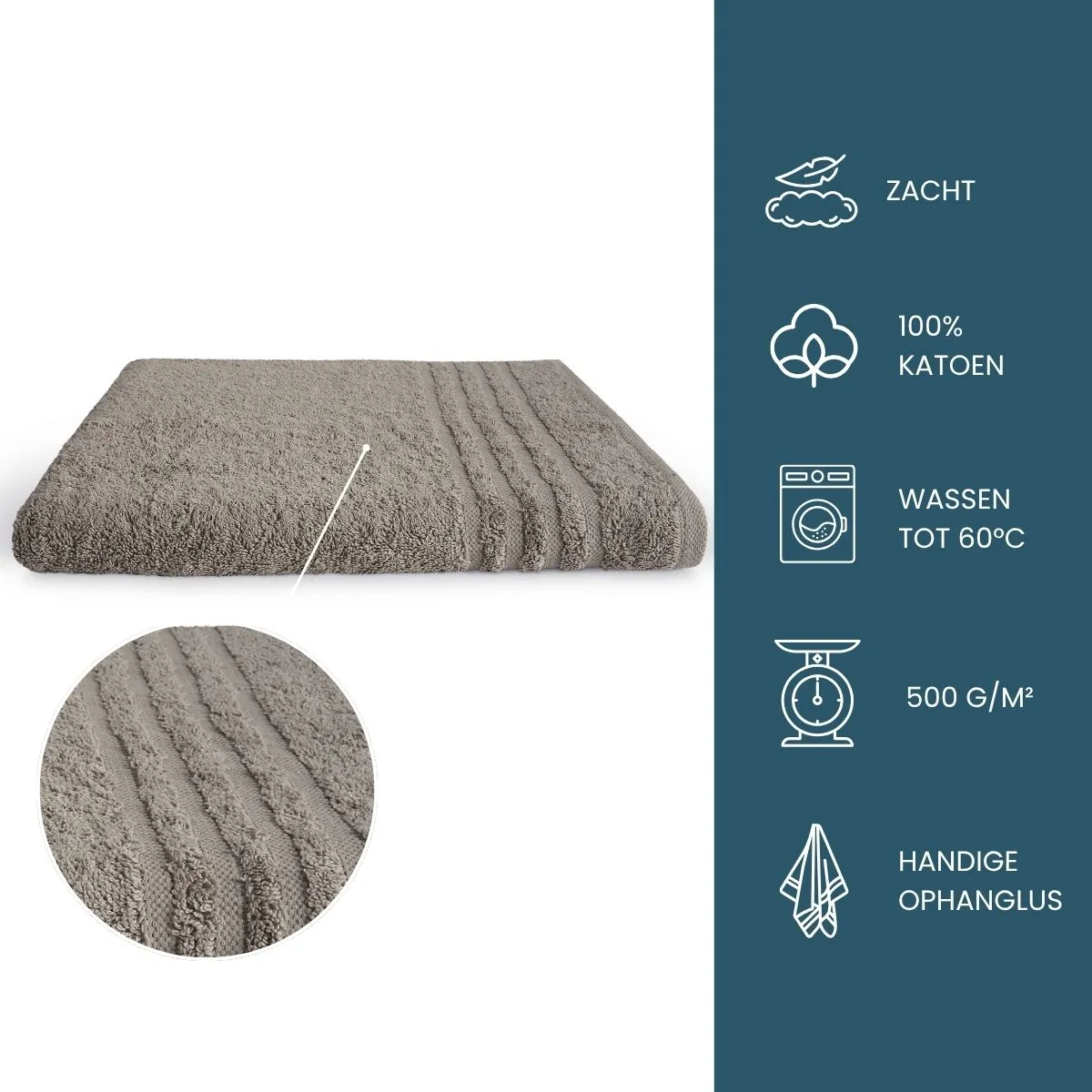 Byrklund Handdoek 70x140 cm 500gram Taupe - 6 stuks