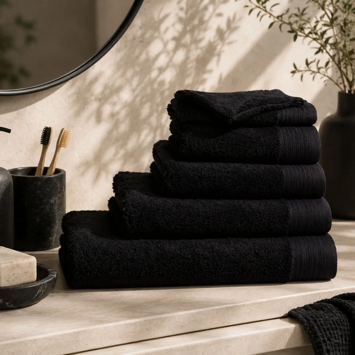 The One Baddoek Deluxe 60x110 550 gr Zwart