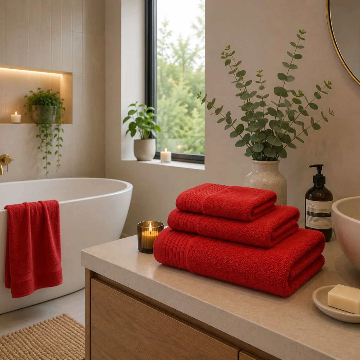 The One Badlaken 450 gram 100x180 cm Rood