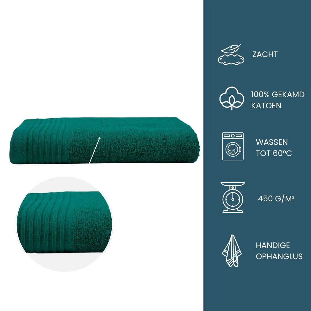 The One Badhanddoek 450 gram 70x140 Emerald Green