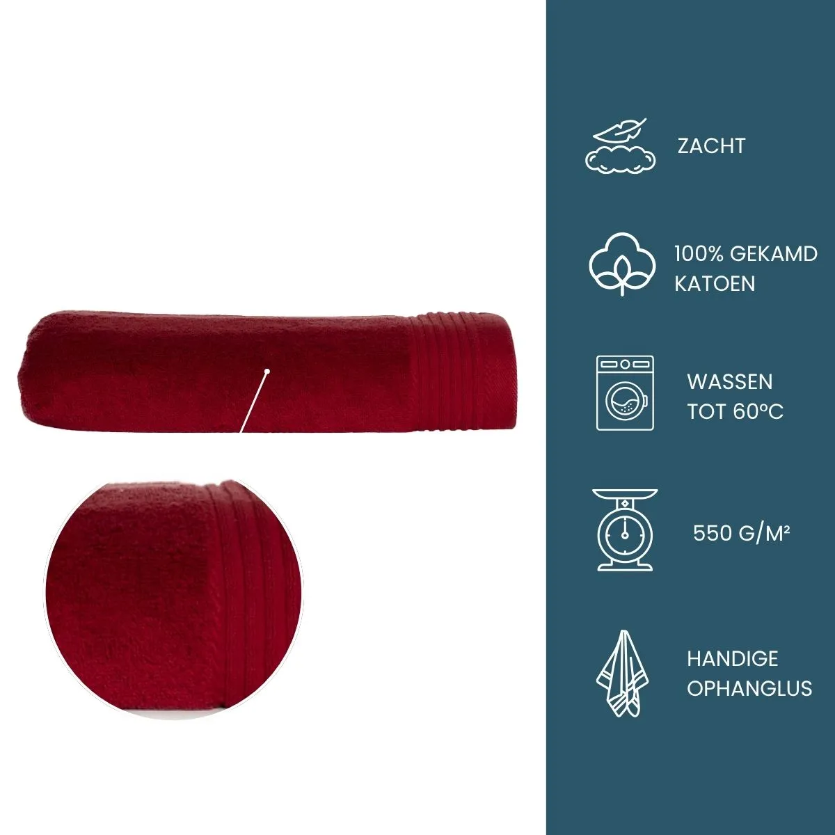 The One Badhanddoek Deluxe 70x140  550 gram Burgundy