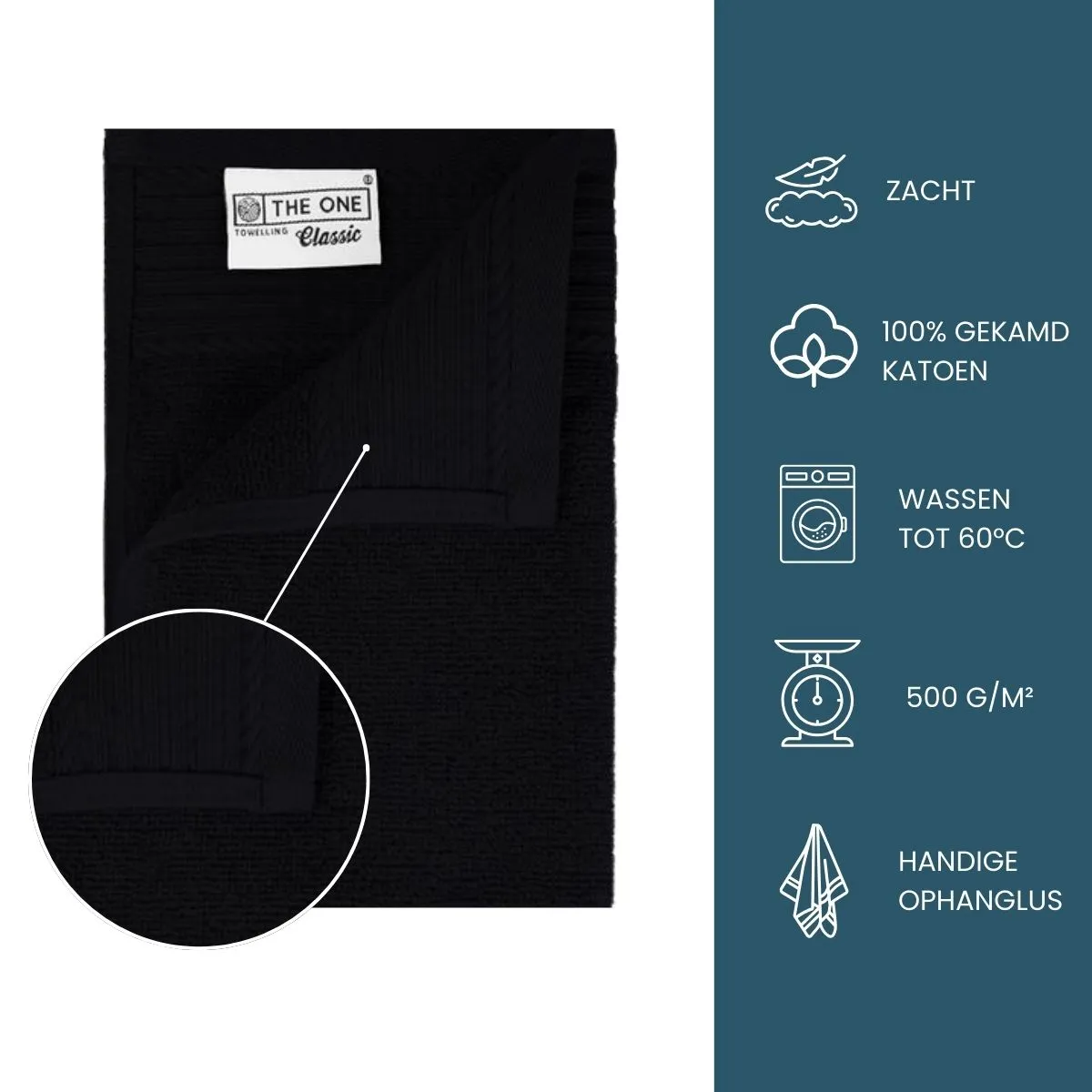 The One Gastendoek Black 10 stuks 30x50