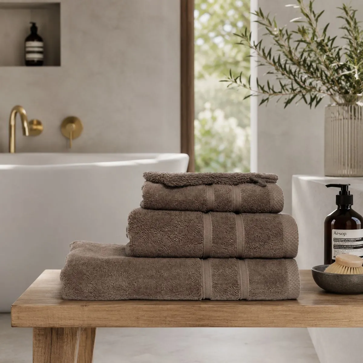 The One Washandje Ultra Deluxe 16 x 21 cm 675 gr Taupe
