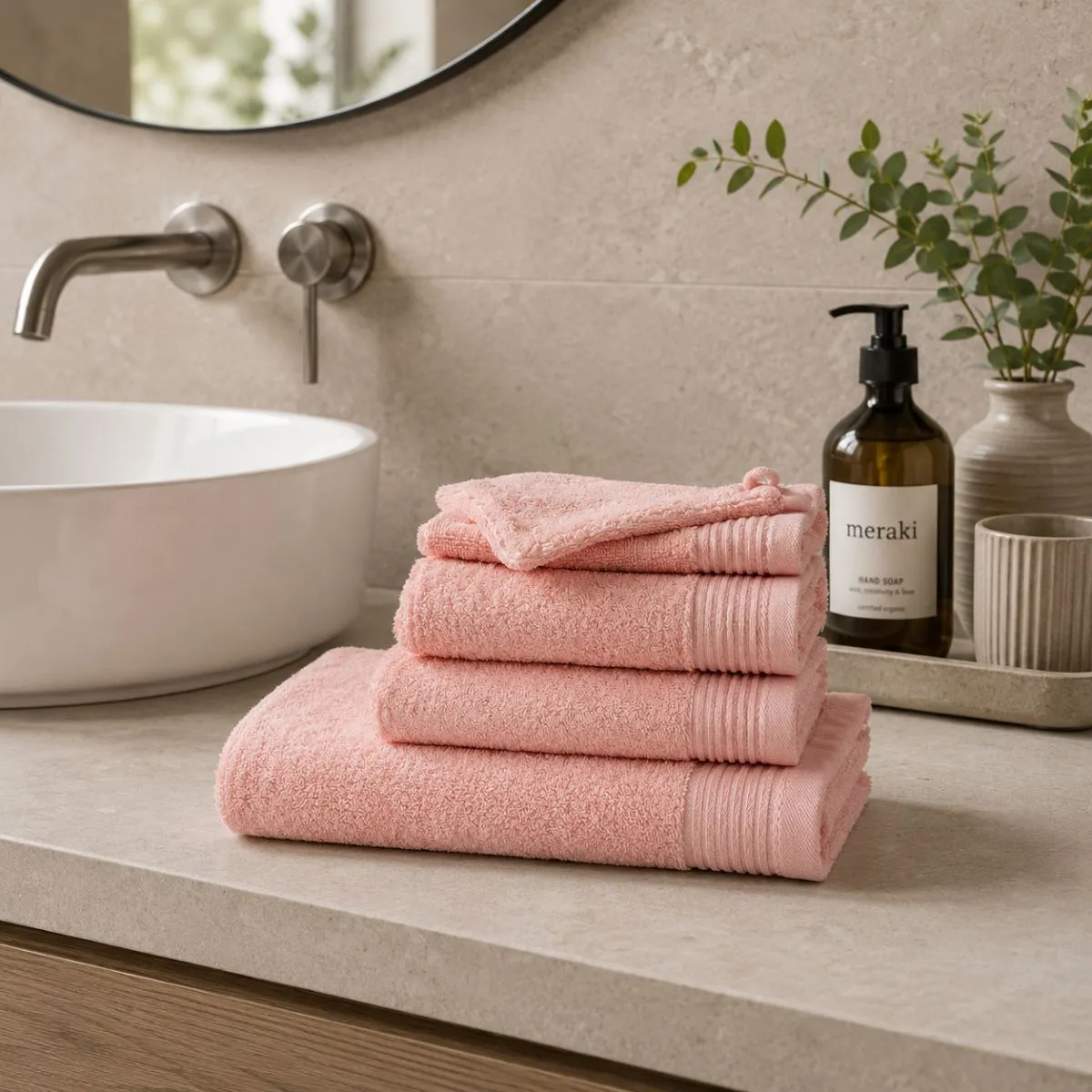 The One Washandje 500 gram 15x21 cm Licht Roze