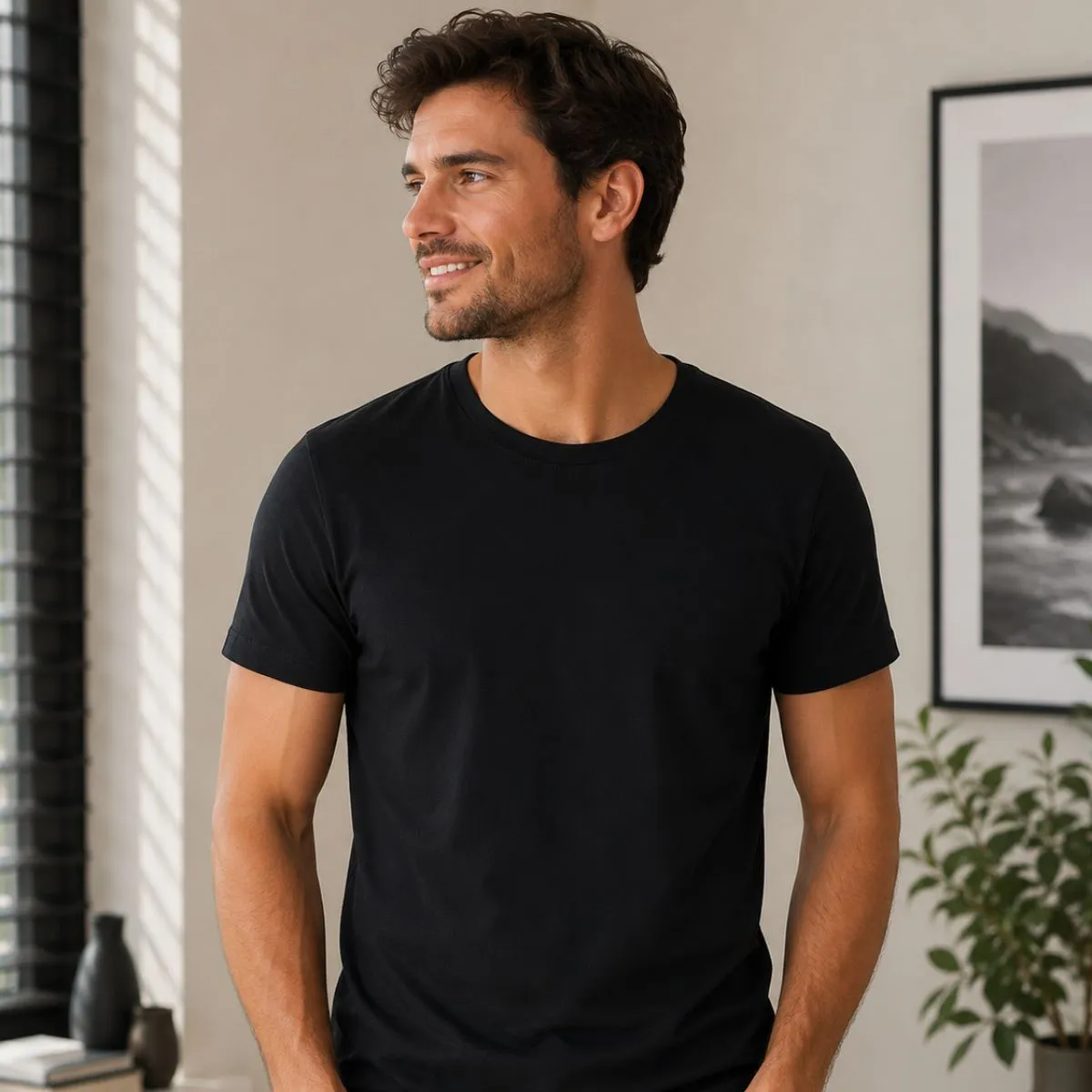 Vinnie-G Heren T-shirt Ronde hals Zwart 2-pack