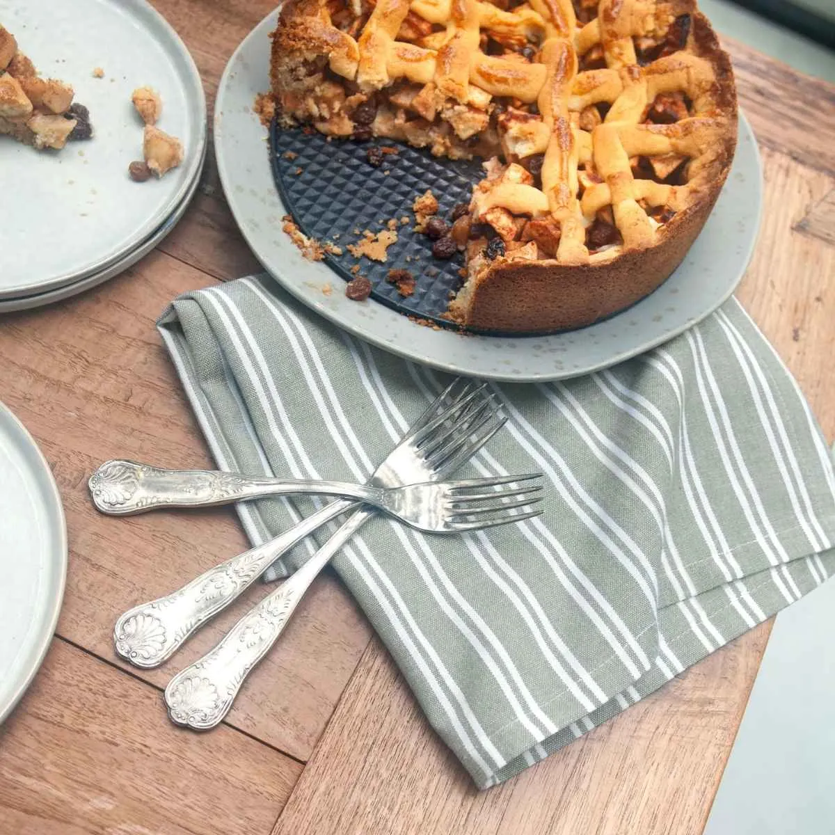 Walra Keuken- en Theedoekenset Dry with Cubes Uni, Stripes & Blocks Legergroen