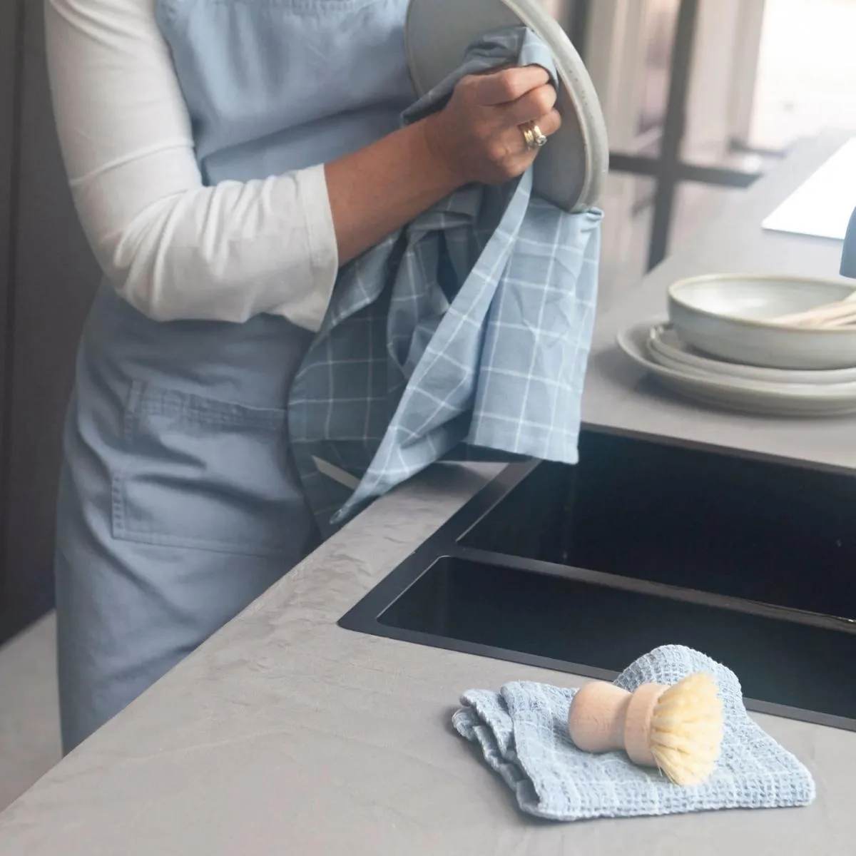 Walra Keukenschort Cook with Happiness Jeans Blauw