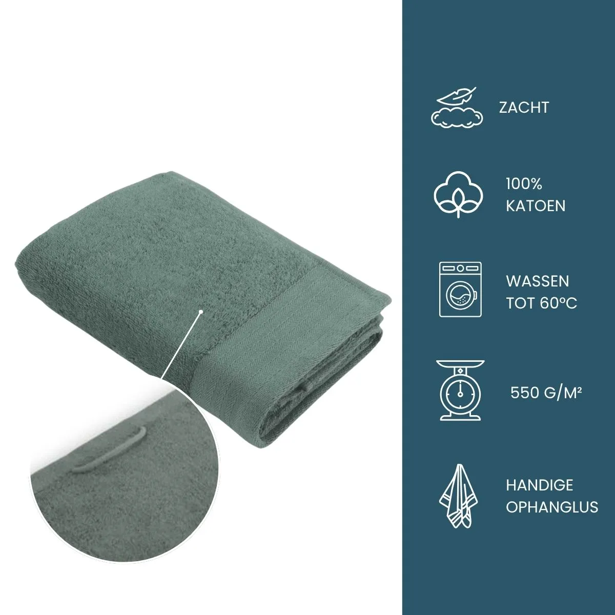 Walra Soft Cotton Handdoeken 50 x 100 cm - 550 gr/m² - Legergroen - 10 stuks