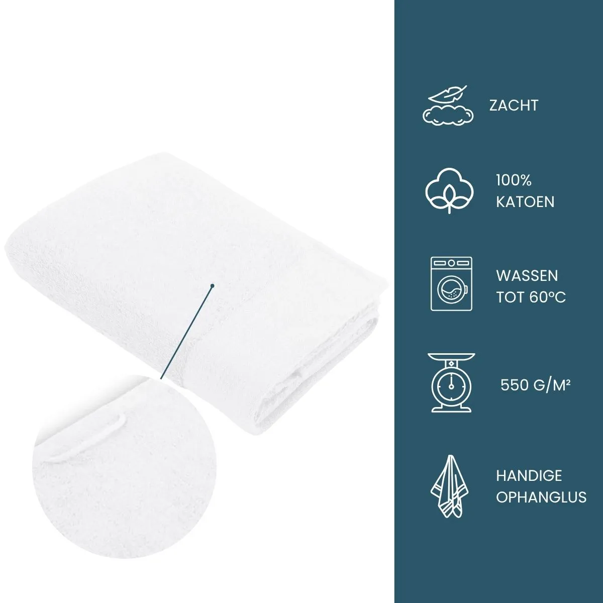 Walra Soft Cotton Handdoeken 50 x 100 cm - 550 gr/m² - Wit - 10 stuks