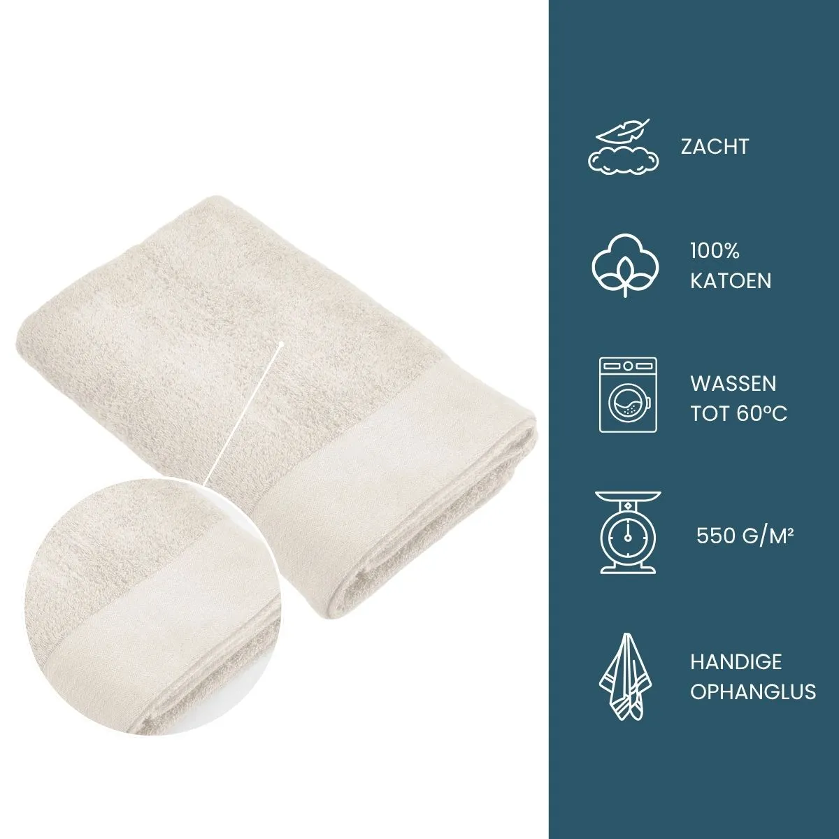 Walra Soft Cotton Handdoeken 70 x 140 cm - 550 gr/m² - Kiezel Grijs - 10 stuks